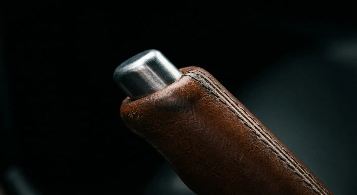 Levier de frein à main classique en cuir et métal