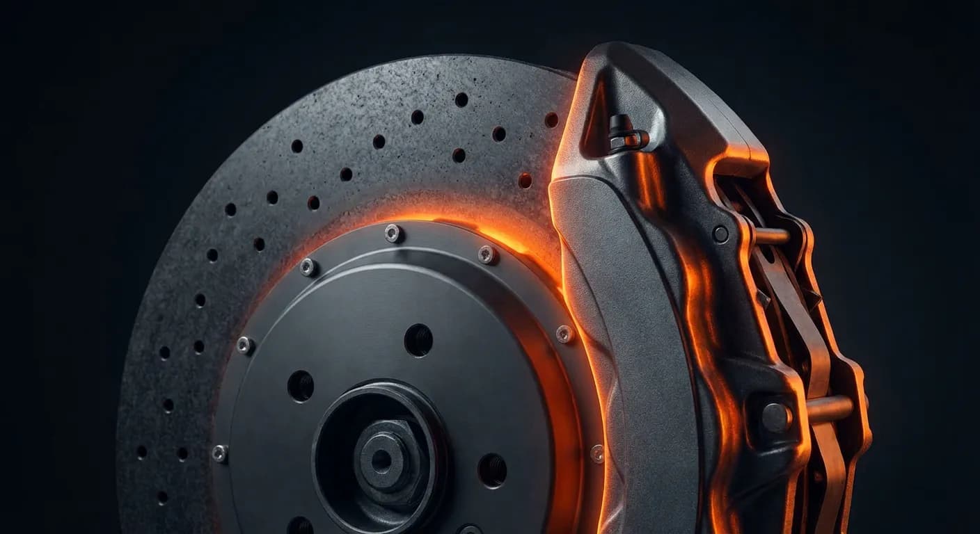 Gros plan iconique d'un disque de frein haute performance