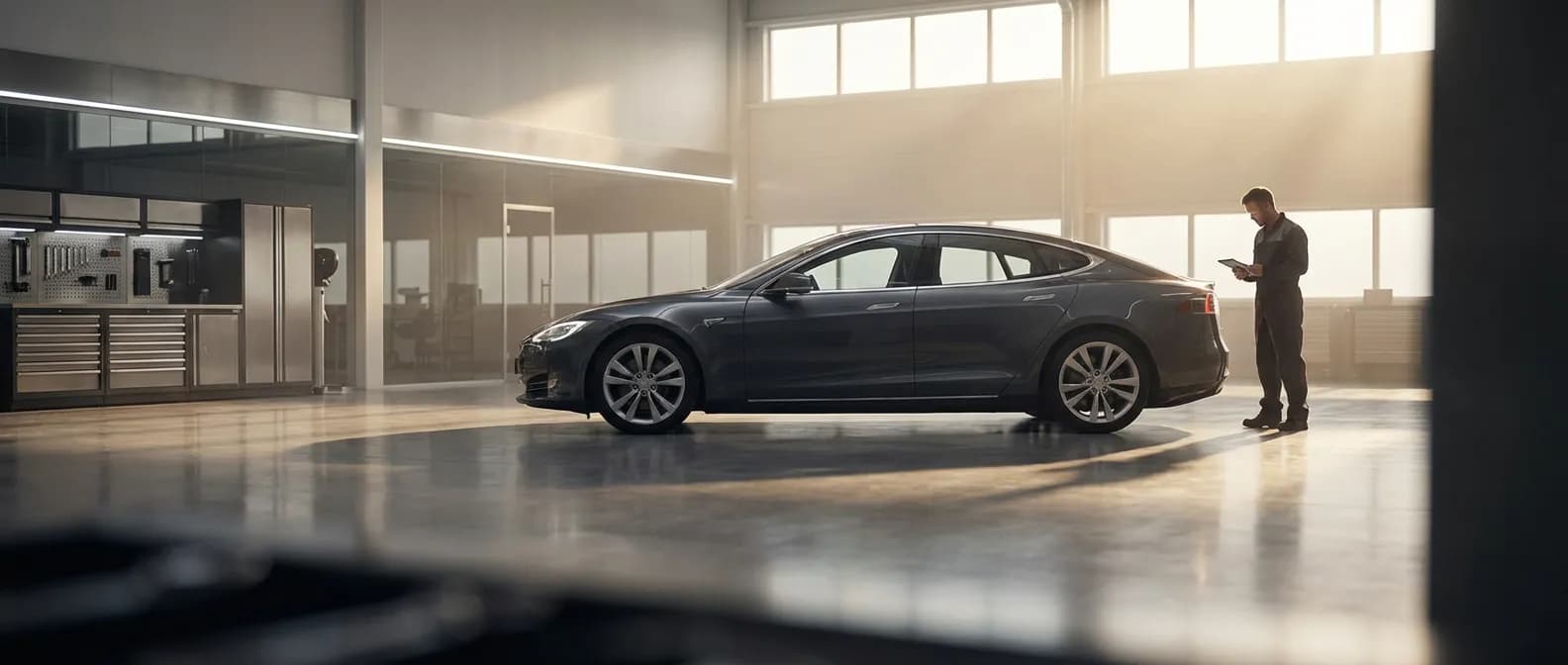 Une voiture de luxe dans un garage moderne pour un entretien complet et professionnel