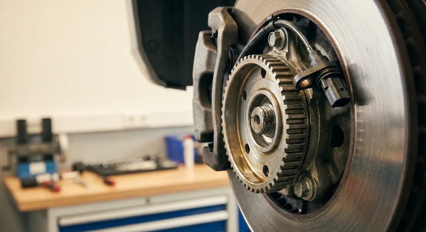 Détail technique d'un capteur de vitesse de roue pour système ABS