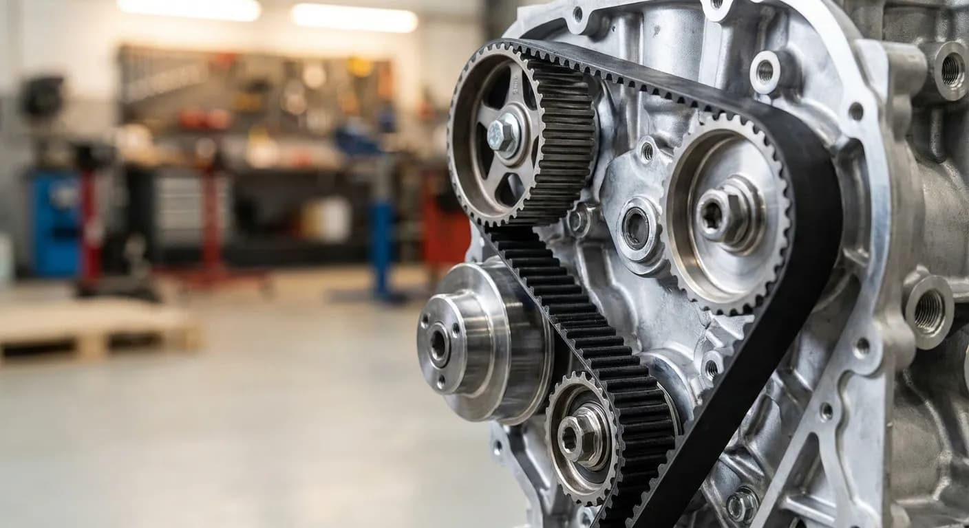 Entretien de la courroie de distribution Gros plan sur la courroie de distribution du moteur PureTech.