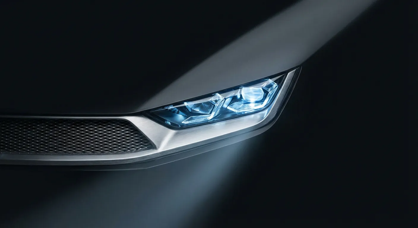 Gros plan sur le phare LED d'une voiture moderne 2025