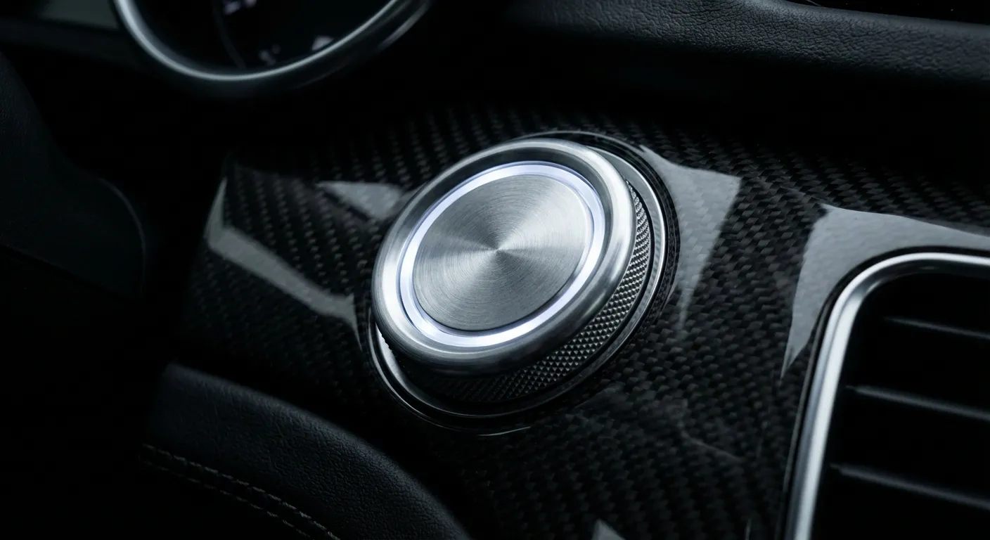Gros plan du bouton de démarrage d'une voiture moderne