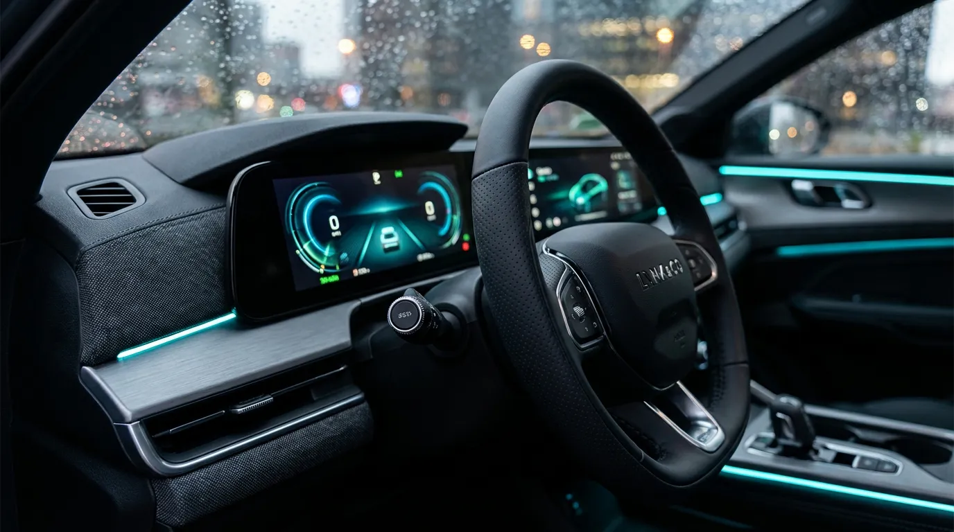 Détails de l'habitacle technologique et premium de la Lynk & Co 02