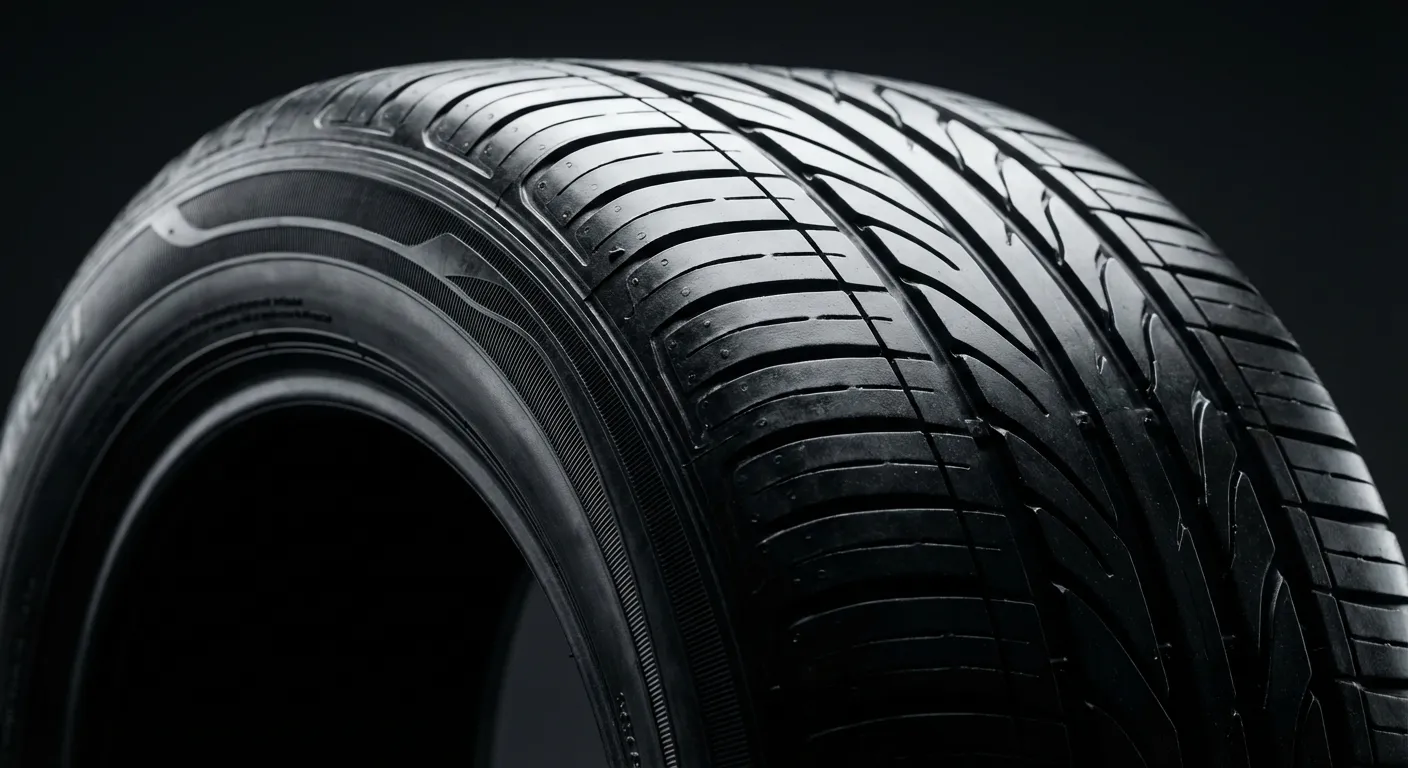 Gros plan minimaliste sur la texture et le flanc d'un pneu de qualité supérieure