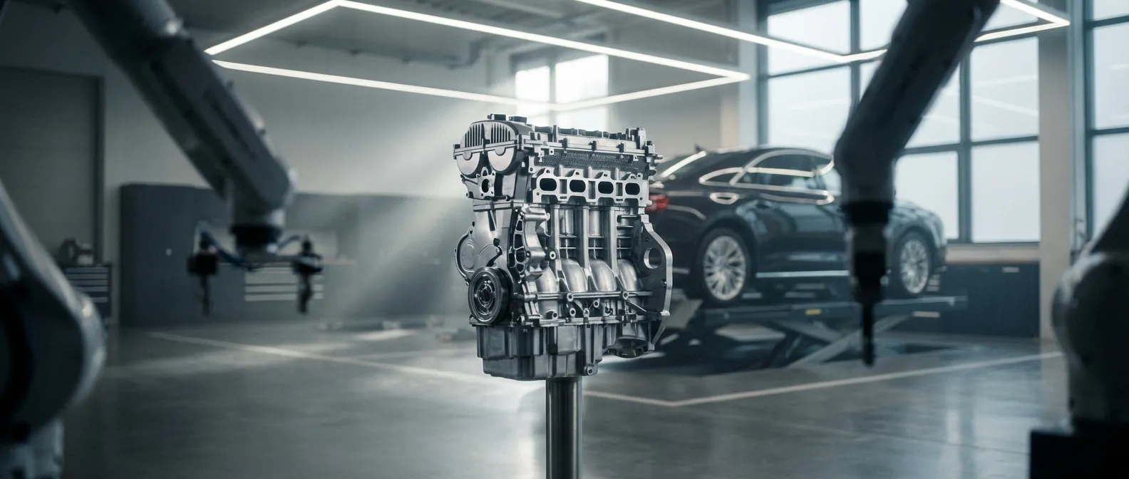 Vue cinématographique du compartiment moteur d'un véhicule équipé du moteur 1.5 TSI 150 cv.