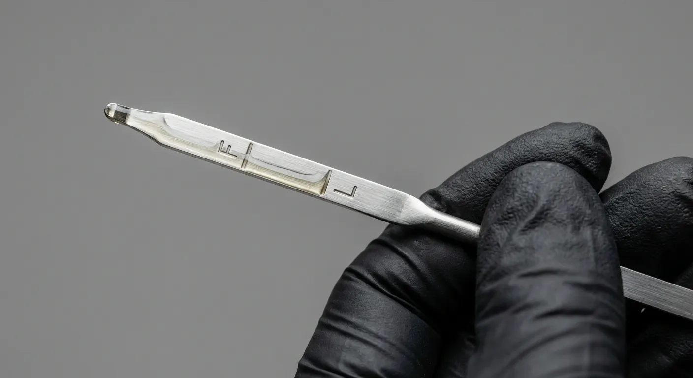 Gros plan sur la vérification du niveau d'huile moteur lors du contrôle technique