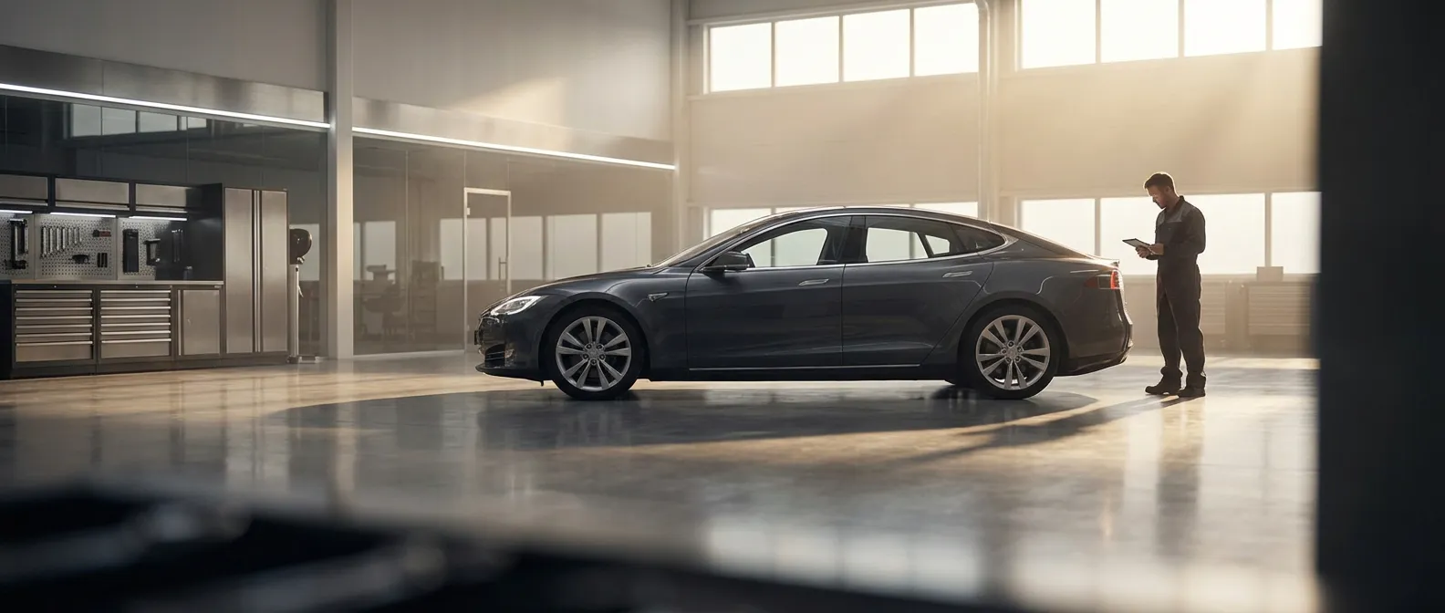 Une voiture de luxe dans un garage moderne pour un entretien complet et professionnel