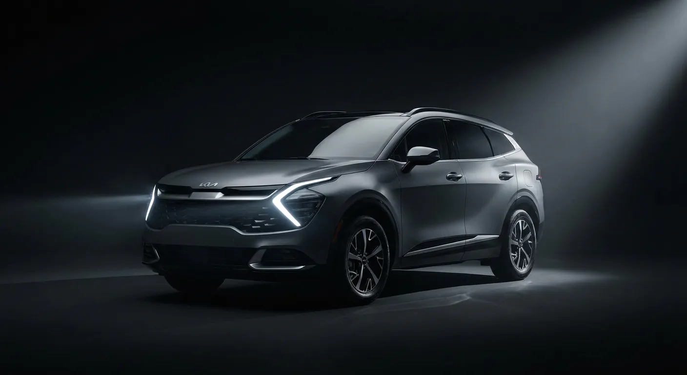 Vue rapprochée des phares et de la calandre du Kia Sportage Business