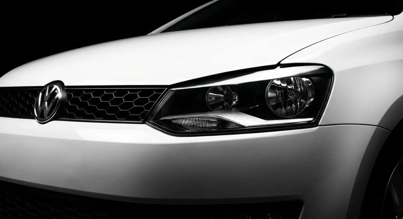 Gros plan du phare avant d'une Volkswagen Polo 5 série